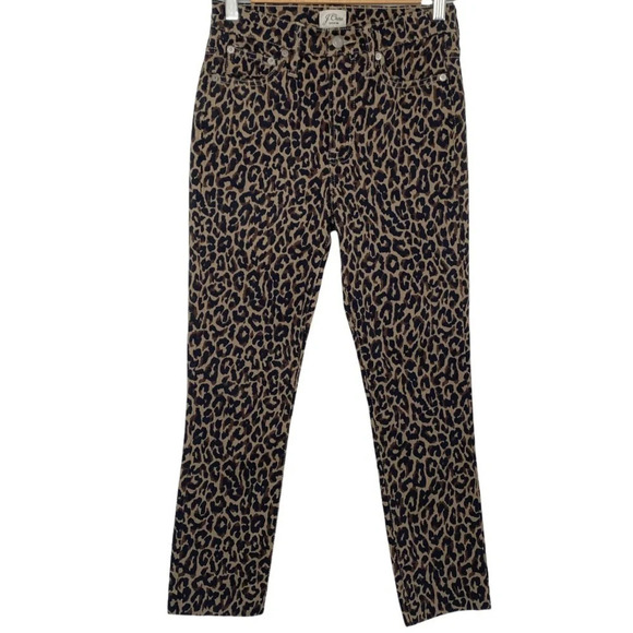 J. Crew 10" High Rise Toothpick Jeans Leopard Print Size 25 - Picture 2 of 10